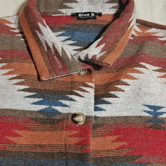 Southwestern Pattern Shacket Multicolor Aztec Design - Picture 2 of 3